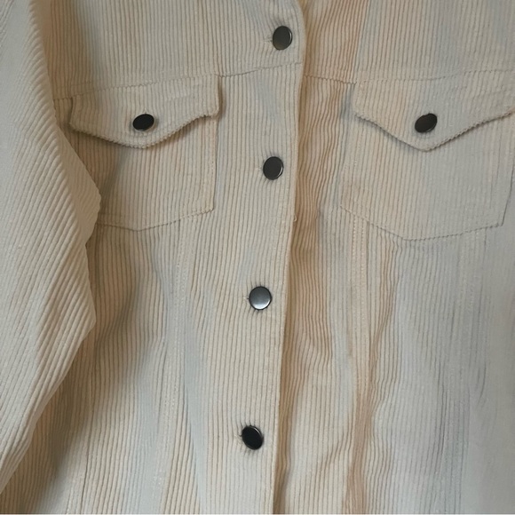 *boutique* POL cream corduroy shacket/jacket with distressed hem size L western - Picture 3 of 7
